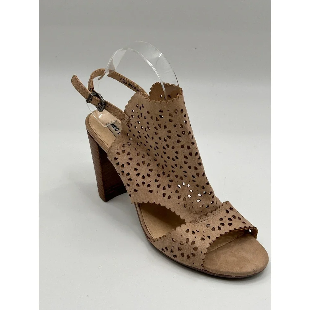 Not Rated‎ Laser Cut Block Heel Sandals Size 10 Nude Boho Festival Shoes